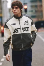 Faux leather panel jacket (1)