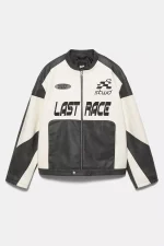 Faux leather panel jacket