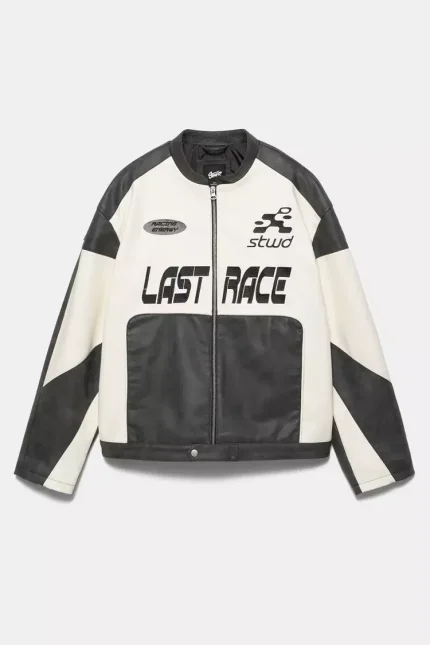 Faux leather panel jacket