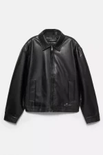 Leather effect trucker jacket