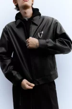Leather effect trucker jacket (3)
