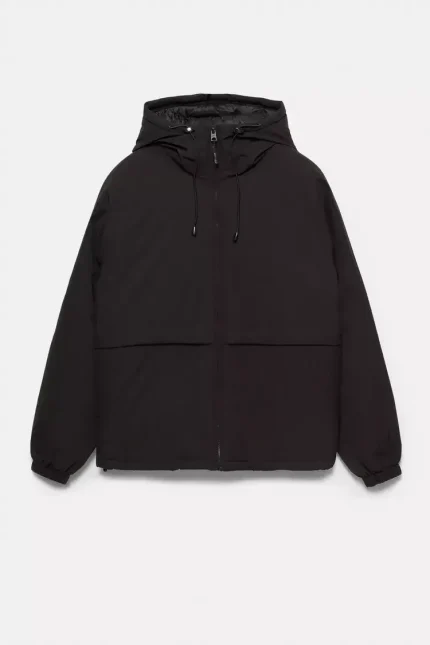 Puffer jacket with a high neck