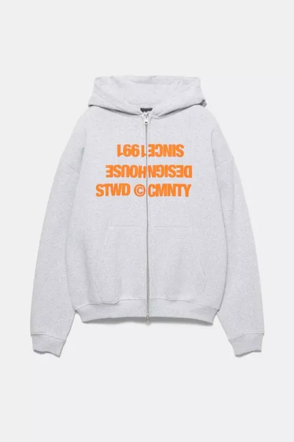 Sudadera capucha cremallera texto