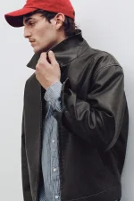 Washed faux leather jacket (1)