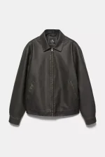 Washed faux leather jacket